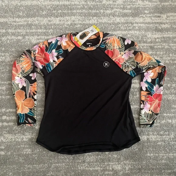 NEW with tags Hurley Ladies Long Sleeve Rashguard, Caribbean Dreamin (S) - Picture 3 of 6